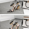 Women's Sandals High Heels 12CM New Chain Ankle Strap Gold White Pointed Toe Female Party Shoes Sandalias de mujer Size 35-42