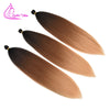 Refined Hair Pre stretched EZ Braid Synthetic Ombre Brown Light Brown Braids Extensions Senegal Twist Yaki Straight Crochet Hair