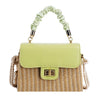 Straw Beach Bag for Women 2021 Summer Pleated Handle Luxury Designer Bag Contrast Color Crossbody Purse and Handbag Lady Bolsos