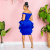 CM.YAYA Women Zipper Side Ruffles Off Shoulder Short Sleeve V-neck Bodycon Midi Dress 2023 Club Evening Sexy Party Dresses