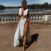 European and American Style Women's Clothing Ins Sexy Fashion Dress Wedding Deep V High Slit Part Large Hem Floor-Length Formal Dress