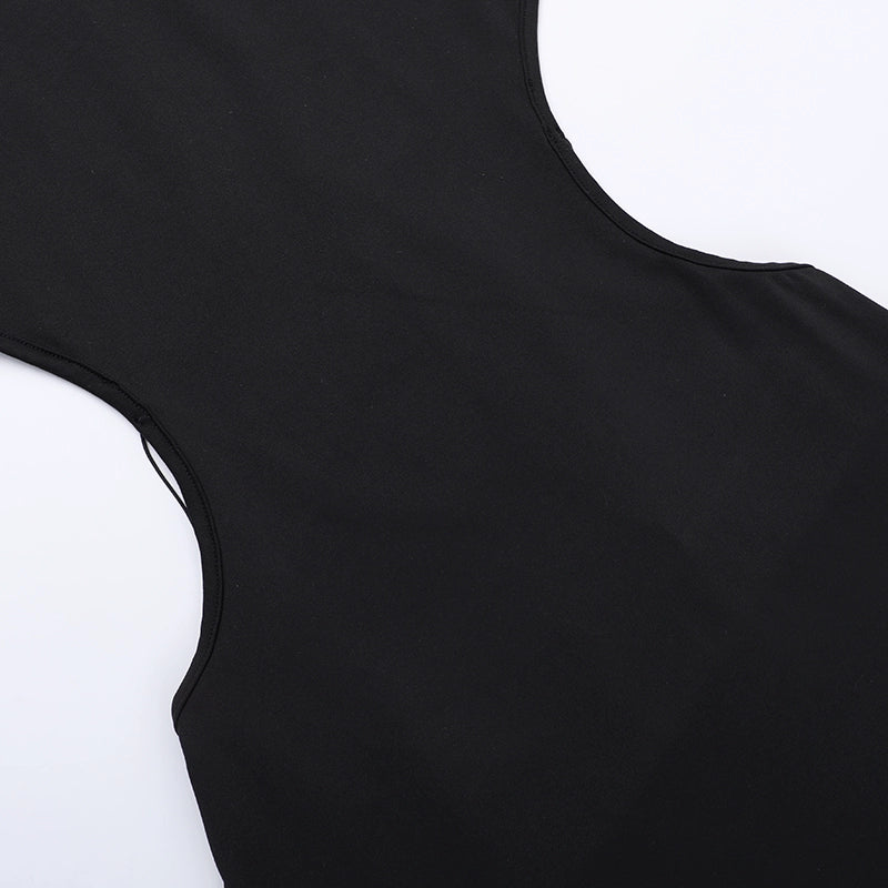 Instunning European and American Metal Butterfly Hollow-out Backless Dress Women Gyaru Style Slimming Split Long Skirt