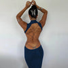 Instunning European and American Metal Butterfly Hollow-out Backless Dress Women Gyaru Style Slimming Split Long Skirt