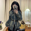 Butterfly Stylish Tied Long Sleeves Top Denim Shirt