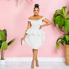 CM.YAYA Women Zipper Side Ruffles Off Shoulder Short Sleeve V-neck Bodycon Midi Dress 2023 Club Evening Sexy Party Dresses