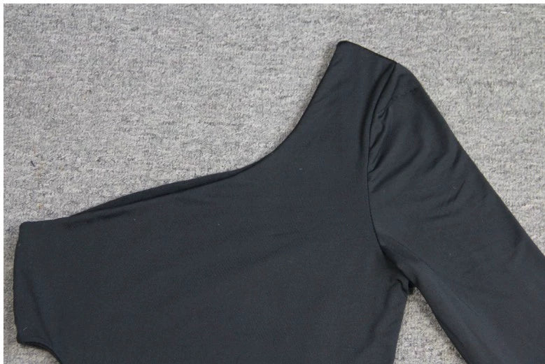 Sexy Cutout Single Sleeve Asymmetrical Slit Two Wear Tube Top
