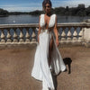 European and American Style Women's Clothing Ins Sexy Fashion Dress Wedding Deep V High Slit Part Large Hem Floor-Length Formal Dress