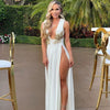 European and American Style Women's Clothing Ins Sexy Fashion Dress Wedding Deep V High Slit Part Large Hem Floor-Length Formal Dress