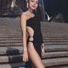 Sexy Cutout Single Sleeve Asymmetrical Slit Two Wear Tube Top