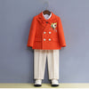 Boys Royal Blue Orange Suit For Wedding Kids Jacket Pants Bowtie Flower 4PCS Ceremony Tuxedo Dress Children Photograph Costume