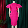 CM.YAYA Women Short Sleeve V-neck Belt High Waist Midi Dress 2025 Summer Africa OL Work Evening Sexy Party Dresses Vestidos