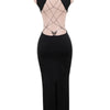 Instunning European and American Metal Butterfly Hollow-out Backless Dress Women Gyaru Style Slimming Split Long Skirt
