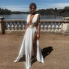 European and American Style Women's Clothing Ins Sexy Fashion Dress Wedding Deep V High Slit Part Large Hem Floor-Length Formal Dress