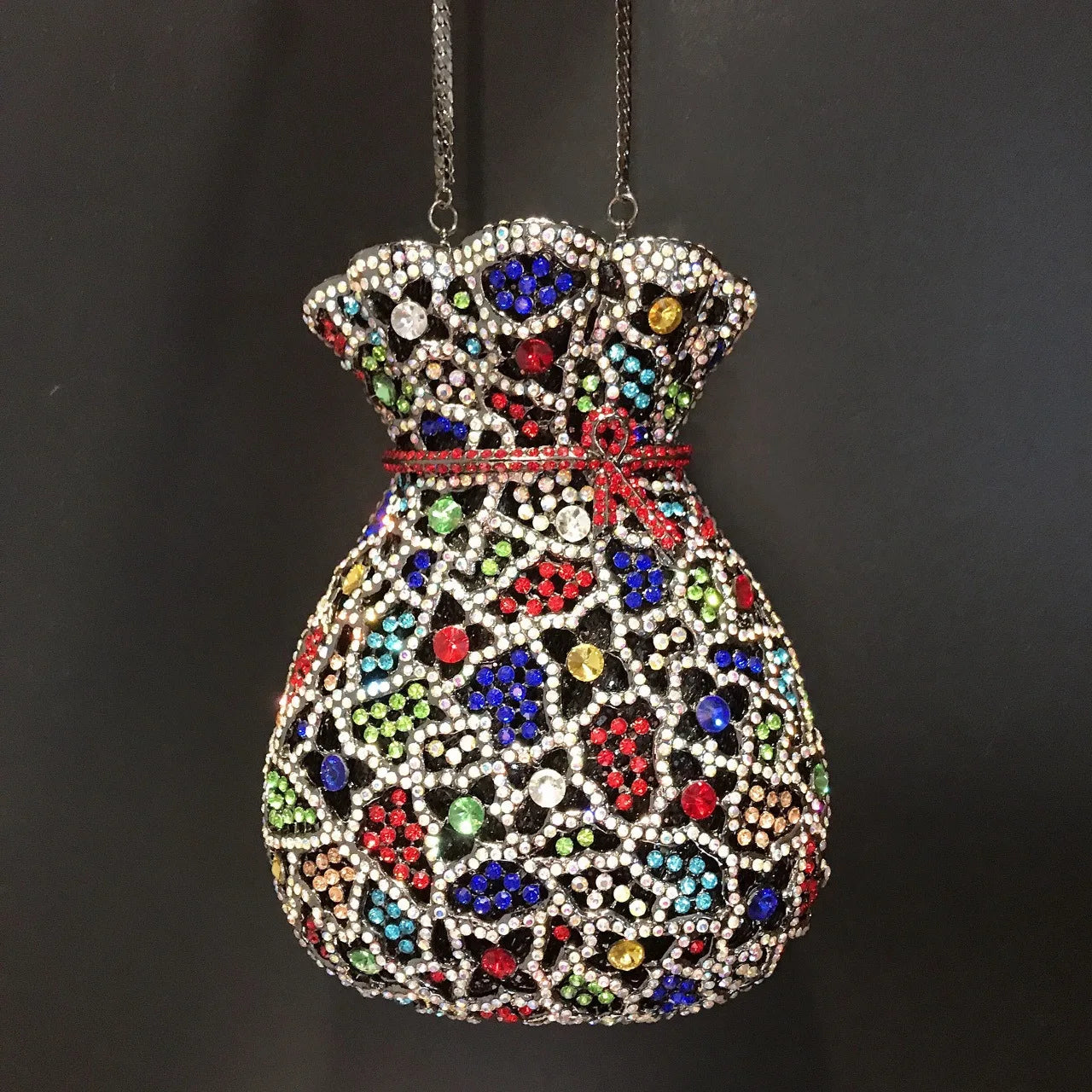 Newest Flower Vase Rhinestone Evening Bags Women Crystal Handbags Metal Chain Elegant Party Bags Luxury Designer Clutch Purse