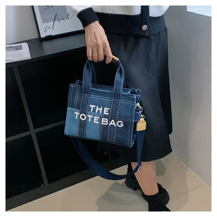 New Fashion Women's Tote Bag Trend Brand Denim Embroidery Crossbody Bag Classic Elegant Shoulder Bag Designer Luxury Handbag