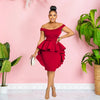 CM.YAYA Women Zipper Side Ruffles Off Shoulder Short Sleeve V-neck Bodycon Midi Dress 2023 Club Evening Sexy Party Dresses