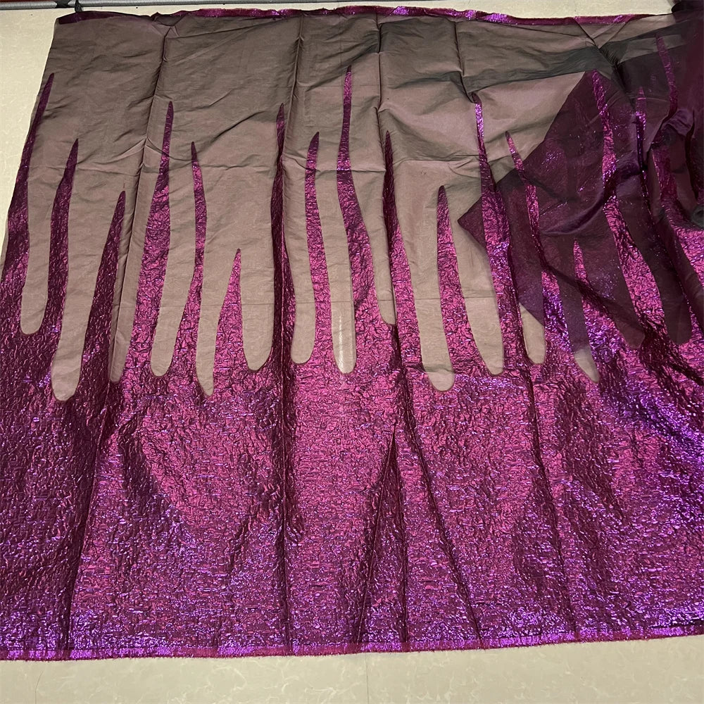 2025 African Nigerian Tulle Lace Fabric Organza Embroidery High Quality Brocade Jacquard 5Yard for Party Gown Dress YXZ157