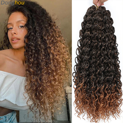 Beach Curl Crochet Hair Gogo Curl Crochet Hair 18 Inch Ombre Brown Blonde Bug Ginger T30 Synthetic Deep Wave Twist Crochet Braid