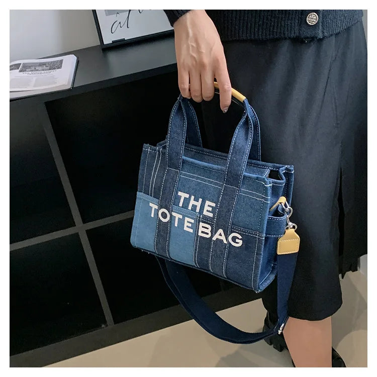 New Fashion Women's Tote Bag Trend Brand Denim Embroidery Crossbody Bag Classic Elegant Shoulder Bag Designer Luxury Handbag