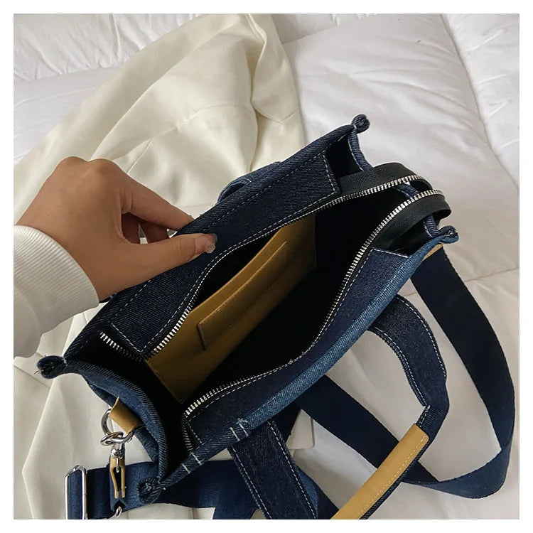 New Fashion Women's Tote Bag Trend Brand Denim Embroidery Crossbody Bag Classic Elegant Shoulder Bag Designer Luxury Handbag