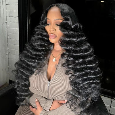 Alimice Cheap Price 4x4 Lace Closure Loose Deep Wave Human Hair Wig Glueless Transparetn Lace Closure Human Hair Wig 4x4