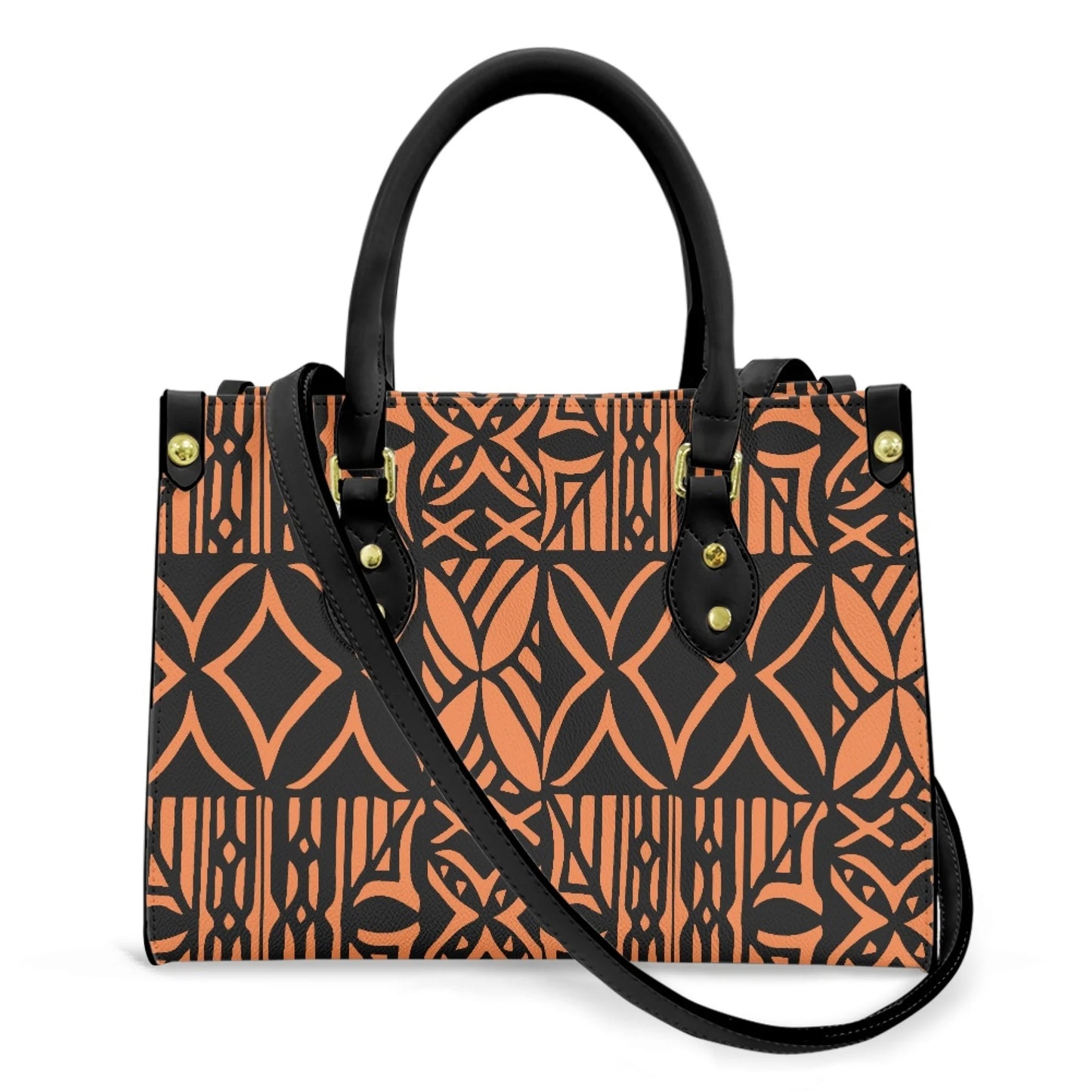 Women Pu Handbag Custom Wholesale Polynesian Tribal Floral Design Women Shoulder Bag Large Capacity Travel Temperament Women Bag