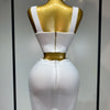 Women Sexy Top Short Skirt Bodycon Bandage Two Pieces Sets White Black 2025 Evening Party Luxury Birthday Outfit Nightclub Suits