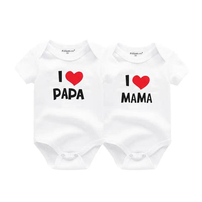 Kiddiezoom 2 Pcs/Lot Four Seasons I love Papa Mama Newborn Boy Girl Bodysuits Soft 100%Cotton Baby onesies Twin Clothes - MAGUSTA BEAUTY