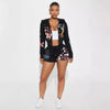 Sifreyr Street Printed Fashionable Casual Versatile Shorts Set Hooided Long Sleeved Zipper Cardigan Jacket High Waist Suit