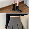 2024 Summer New Women Slim Solid Color Pleated Short Skirt College Style Pure Want To High-waisted Skinny-proof A- line Clothing