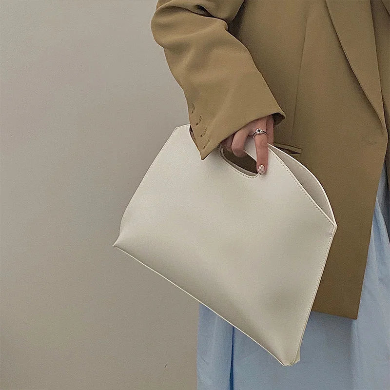 Women's Handbag New Large-capacity File Bag Fashionable Versatile Commuter Bag Leather Briefcase Envelope Clutch Bag