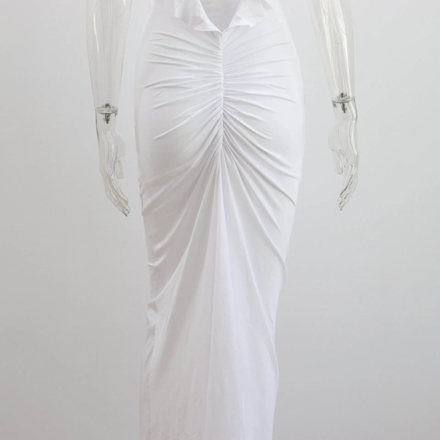Ruffles Backless Sheath Bodycon Maxi Dresses Party Sleeveless Camisole Robe Femme V Neck Summer Dress Woman Sexy Vestidos Mujer