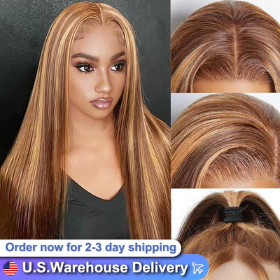 30 Inch Highlight 13x6 Lace Frontal Wig Human Hair  250 Density Highlight Ombre Colored Pre Plucked Human Hair Wigs For Woman