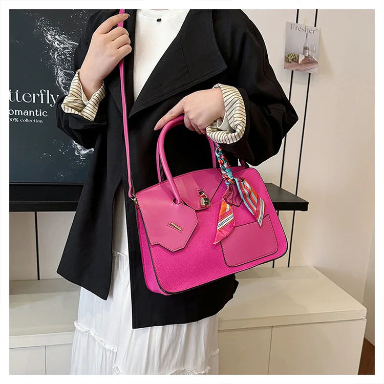 New Birkin Bag Handbag Lychee Grain Large Capacity Advanced Sense Kelly Bag Single Shoulder Crossbody Bag for Women