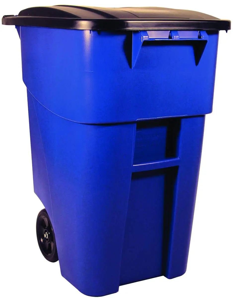 Commercial Products BRUTE Rollout Trash/Garbage CanBin with Wheels 50GAL Blu  for Restaurants Hospitals Offices Back of Hous