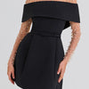 Women Belt Patchwork Short Sleeve Mini Dress, Spring Summer Fashion Slash Neck Party Dress, Solid Off The Shoulder Ladies Dress