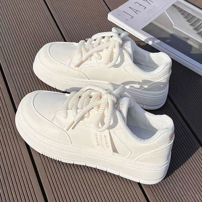 Platform Sneakers For Women Fashion White Sneaker Tennis Shoes Casual Low Top Leather Non Slip Sneakers