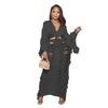 Women Summer Beach 2 Piece Skirt Set Long Sleeve Crop Top and Maxi Skirt Crochet Swimwear Fringe Tassel Hollow Out Loose Outfits