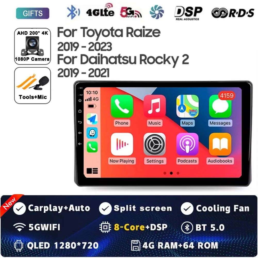 Android 14 Carplay Auto For Toyota Raize 1 2019 - 2023 For Daihatsu Rocky 2 2019 - 2021 Car Radio Multimedia Video Player GPS 4G