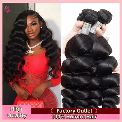 12A Loose Wave Bundles 100% Human Hair Extensions Malaysian Hair Weave Tissage Cheveux Humain Wave 1 3 4 Bundles For Black Women