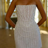 Amanda Customized White Pearls Beading Prom Dresses Sleeveless Strapless vestidos de noche Mini Skirt Backless Formal Evening