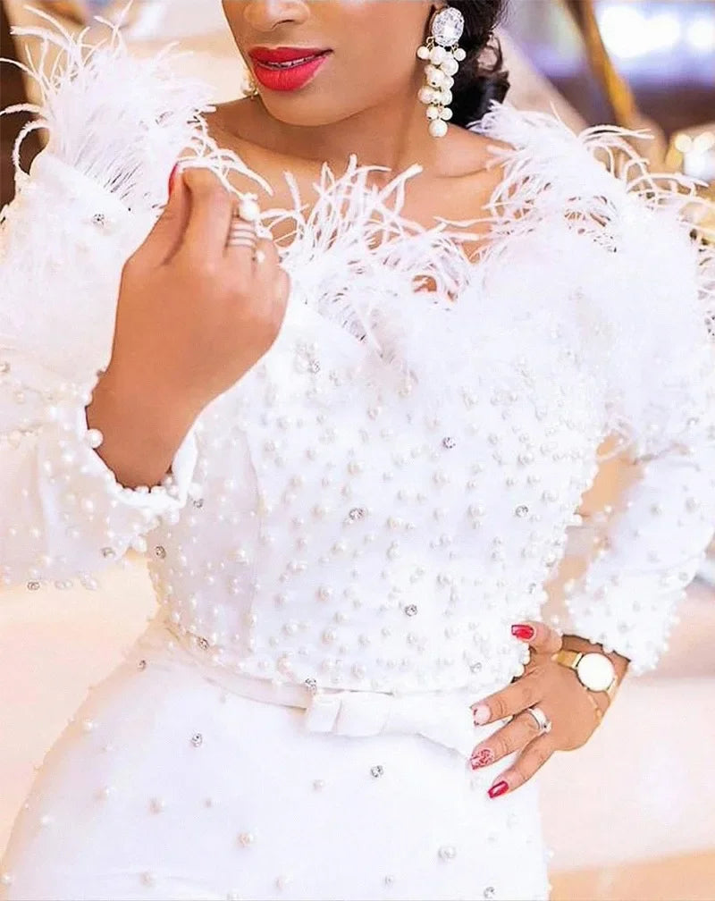 African Dresses for Women 2024 Spring and Autumn African Women Long Sleeve White Plus Size Long Dress African Clothes
