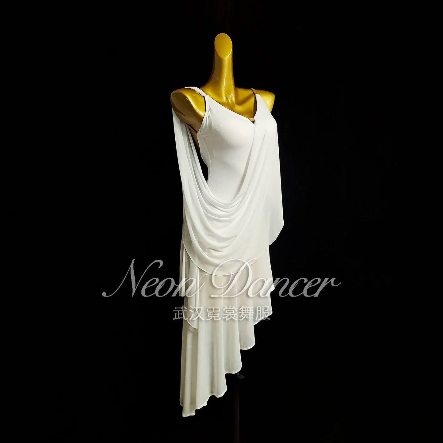 Neondancer New Women's Latin Dance Clothing Rumba Performance Competition Clothing Mesh Fabric Latin Long Dress
