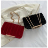 Neon Red Flap Chain Square Bag Velor Leather Fashionable Dating Gift Shoulder & Crossbody Bag With Chain Strap For Women