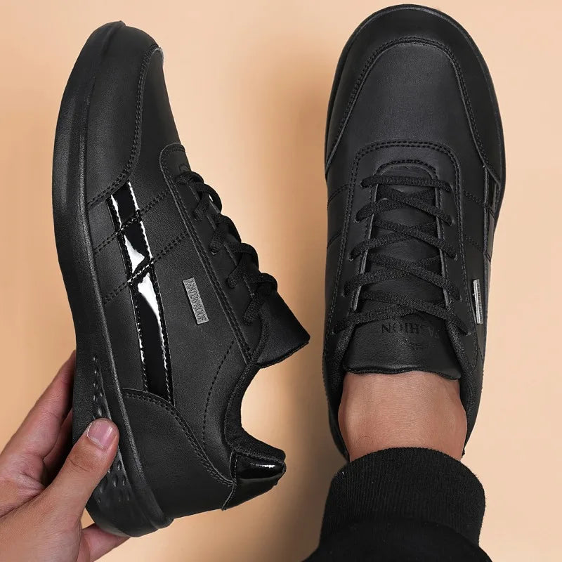 NKLSA New Men's Shoes Spring Autumn Waterproof Walking Sneakers Casual Men Leather Sneakers Non-Slip Shoes Mens Tennis Shoes
