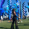 Cryptographic Fashion Tiered Mesh Sheer Flare Pants Rave Festival Outfits for Women Halloween Sexy Pants Streetwear Bottoms