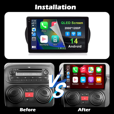 Android 14 For Fiat Fiorino Qubo Citroen Nemo Peugeot Bipper 2008 - 2017 Carplay Auto QLED Screen 4G Car Radio Multimedia Player