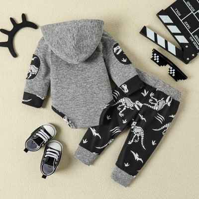 Children Autumn Baby Boy Suit Cartoon Dinosaur Printed Long Sleeve Trousers Pants Hoodie Two-piece Set - MAGUSTA BEAUTY