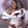 Customized Pearls Wedding Dresses Sequins Mermaid Bridal Gowns Beading Customized Slim Princess Sweep Train Bride Dress Vestidos