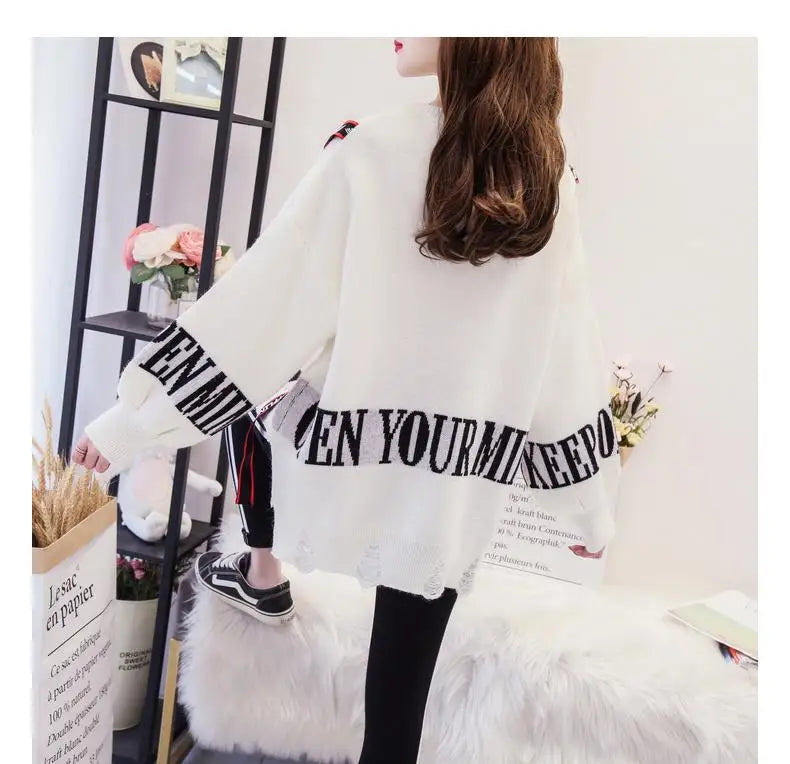 Round Neck Loose Knit Sweater for Women's 2023 Spring and Autumn Korean Version New Fashionable Casual Women's Top